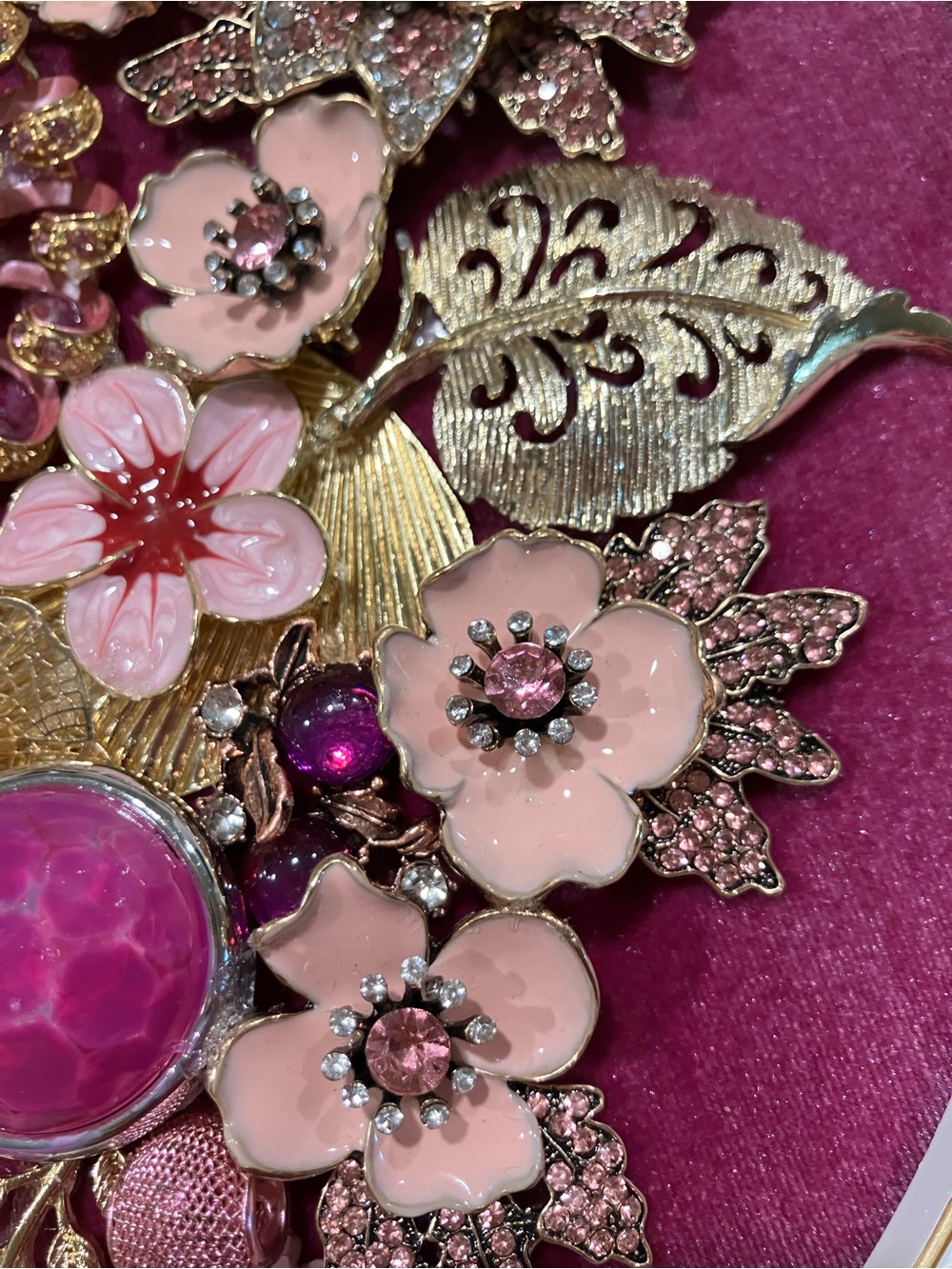 Gold and Pink Floral Embellished Wall Frame - Home Accent - Picture 10 of 15